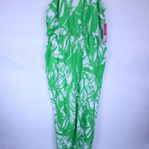 Lilly Pulitzer 2XL Jumpsuit Spaghetti Straps Wh/Gr